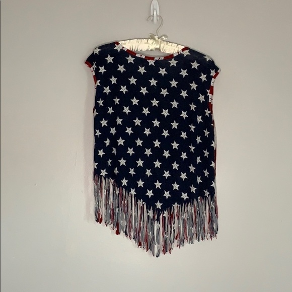 American Flag Tank Crop Top fringe hem crop shirt - Picture 2 of 7